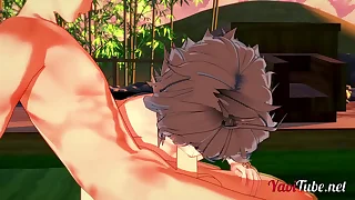 Fate Yaoi - Shirou & Sieg Having Sex at hand a Onsen&period; Blowjob and Bareback Anal with creampie and cums at hand his mouth 1&sol;2
