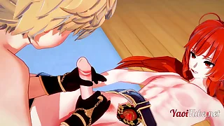 Genshin Full force Yaoi Hentai - Aether added to Diluc Having Sex - Twink anime characters Part 1&sol;2